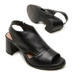 Sandália Salto Grosso Médio Peep Toe Preto - VENEZA - 177.20