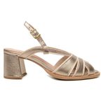 Sandália Peep Toe - EVOLUIR- Champagne e Off White - 177.52