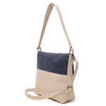 Bolsa de Couro - LOTUS - Off White e Azul Marinho