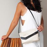 Bolsa de Couro - LUZ - Off White e Preto 