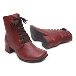 Bota Feminina Couro Bico Quadrado Vermelha - Miami - 383-04