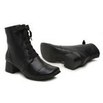 Bota Feminina Couro Bico Quadrado Preta - Miami - 383-04