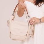 Bolsa de Couro FLORAR - Off White e Chocolate