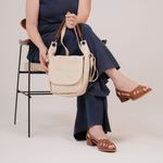 Bolsa de Couro FLORAR - Off White e Chocolate