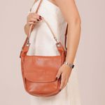 Bolsa de Couro FLORAR - Telha e Nude