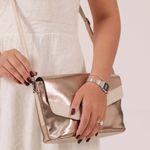 Bolsa de Couro - LUZ - Champagne e Off White