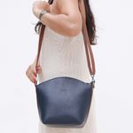 Bolsa de Couro - PAIXÃO - Azul Marinho e Ferrugem 