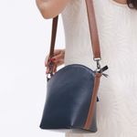 Bolsa de Couro - PAIXÃO - Azul Marinho e Ferrugem 