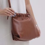 Bolsa de Couro Legítimo Chocolate - HARMONIA GRANDE 