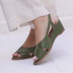 Sandália Anabela Couro Legítimo Sorria Cacto 970-05