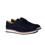 Sapato Social Masculino de Amarrar Derby Nobuck Azul Marinho