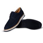 Sapato Social Masculino de Amarrar Derby Nobuck Azul Marinho
