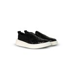 Iate Slip On Masculino em Couro Preto Sola Branca