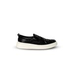 Iate Slip On Masculino em Couro Preto Sola Branca