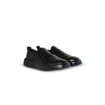 Iate Slip On Masculino em Couro Preto Sola Preta