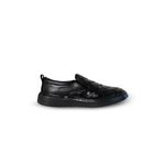 Iate Slip On Masculino em Couro Preto Sola Preta