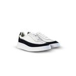 Sapatênis Masculino Sneaker em Couro Branco Detalhe Preto