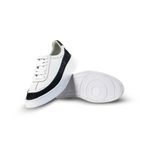 Sapatênis Masculino Sneaker em Couro Branco Detalhe Preto