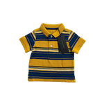 Polo Tommy Hilfiger Amarelo com Azul Listrada