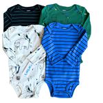  Kit Body Carters Bebê 4 Peças Manga Longa Menino Estampa Floresta Encantada