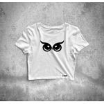Cropped Camiseta Feminino Coruja Estampa Animal Exclusivo All Clan