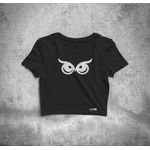 Cropped Camiseta Feminino Coruja Estampa Animal Exclusivo All Clan