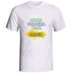 Camiseta Infantil Minha Primeira Copa Futebol Brasil Personalizada Com Nome