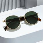 Óculos de Sol Redondo Preto Metal Premium Aruba UV400