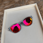 Óculos de Sol Redondo Cinza Lente Laranja Split UV400