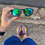 Óculos de Sol Redondo Preto Lente Azul Maui UV400