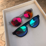 Óculos de Sol Redondo Preto Lente Azul Maui UV400