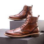 Bota Coturno Casual Brogue Faway Berkley Conhaque