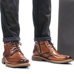 Bota Coturno Casual Brogue Faway Berkley Conhaque