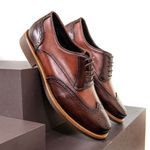 Sapato Casual Masculino Oxford Brogue Mood Transit Café-Whisky