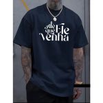 Camiseta Masculina Franshoes Casual 100% Algodão Até Que Ele Venha Azul Marinho Manga Curta 