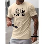 Camiseta Masculina Franshoes Casual 100% Algodão Até Que Ele Venha Creme Manga Curta