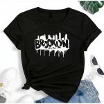 T- Shirt Feminina Franshoes 100% Algodão Camiseta Brooklyn City Preta