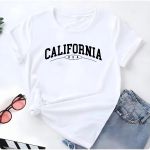 T- Shirt Feminina Franshoes 100% Algodão Camiseta California Branca