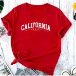 T- Shirt Feminina Franshoes 100% Algodão California Vermelha