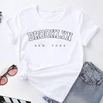 T- Shirt Feminina Franshoes 100% Algodão Camiseta Brooklyn NY Branca 