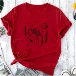 T- Shirt Feminina Franshoes 100% Algodão Camiseta Nave Abduzido Vermelha