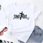 T- Shirt Feminina Franshoes 100% Algodão Camiseta Conectados Branca 