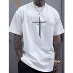 Camiseta Masculina Franshoes Casual 100% Algodão Cruz Dupla Branco Manga Curta