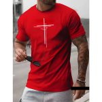Camiseta Masculina Franshoes Casual 100% Algodão Cruz Dupla Vermelho Manga Curta
