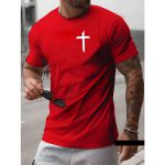 Camiseta Masculina Franshoes Casual 100% Algodão Cruz Vermelho Manga Curta