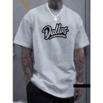 Camiseta Masculina Franshoes Casual 100% Algodão Dallas Dupla Cinza Manga Curta