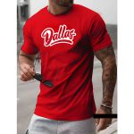 Camiseta Masculina Franshoes Casual 100% Algodão Dallas Vermelho Manga Curta