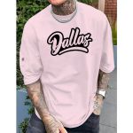 Camiseta Masculina Franshoes Casual 100% Algodão Dallas Rosa Bebê Manga Curta
