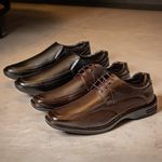 Kit 2 pares Sapato Social Franshoes em Atacador e Material Nobre - Preto e Café