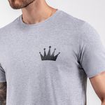 Camiseta Masculina Franshoes Casual 100% Algodão Coroa Cinza Manga Curta 